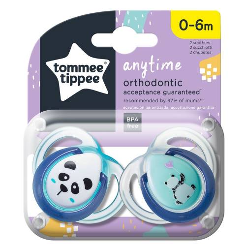 Set 2 suzete ortodontice din silicon Tommee Tippee Anytime 0-6 luni Green