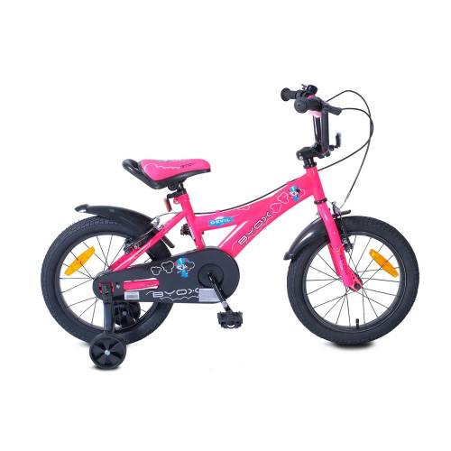 Bicicleta pentru fete 16 inch Byox Devil roz cu roti ajutatoare