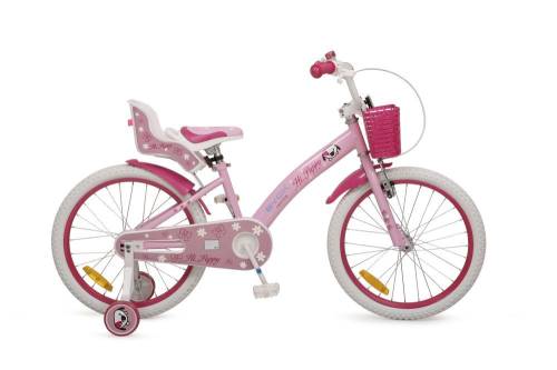 Bicicleta pentru fete 20 inch Byox Puppy roz cu roti ajutatoare