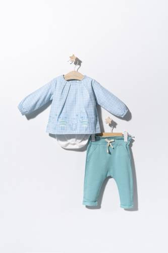 Set bluzita de vara cu pantalonasi pentru bebelusi Cats - Tongs baby