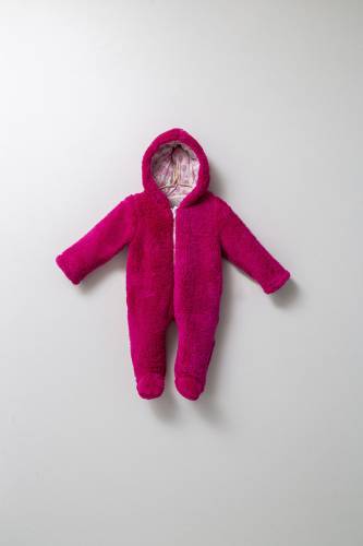 Salopeta plusata de iarna pentru bebelusi - Tongs Baby - captusita cu fermoar - roz inchis