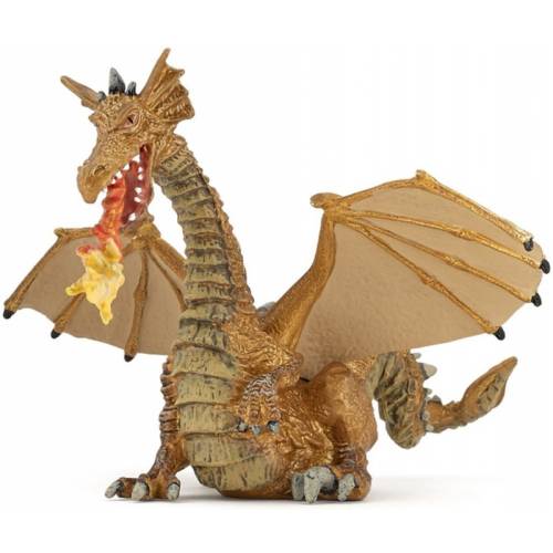 Figurina Papo Dragon inaripat auriu cu flacara