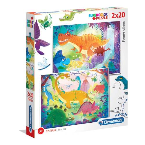 Puzzle 2x20 piese Clementoni Funny Dinos