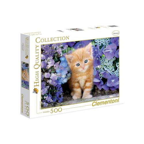 Puzzle 500 piese Clementoni Ginger Cat In Flowers