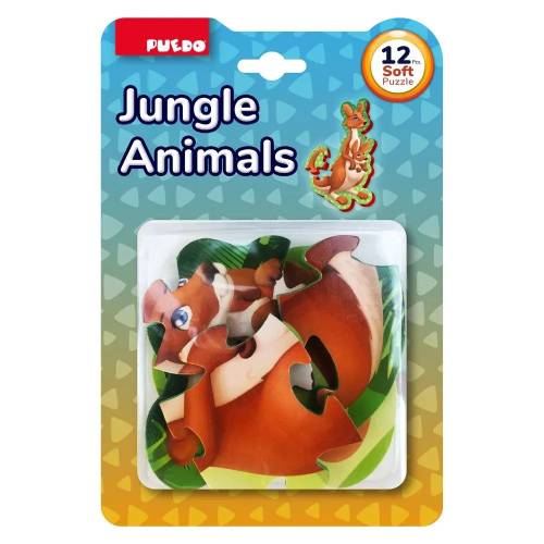 Puzzle cu piese moi Puedo 12 piese Animale Jungla