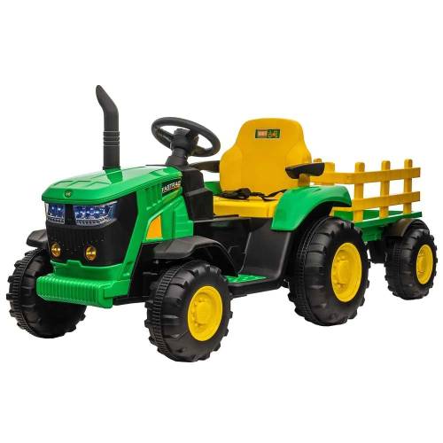 Tractor cu remorca si acumulatori verde 12V 8390080-2AR